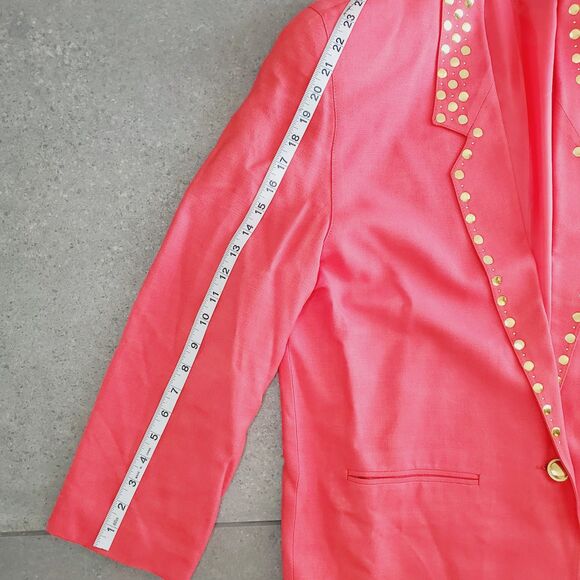 Vintage Mardel Womens Coral Pink Blazer Business Casual Unique Dolly Retro SZ 12 - Picture 9 of 11